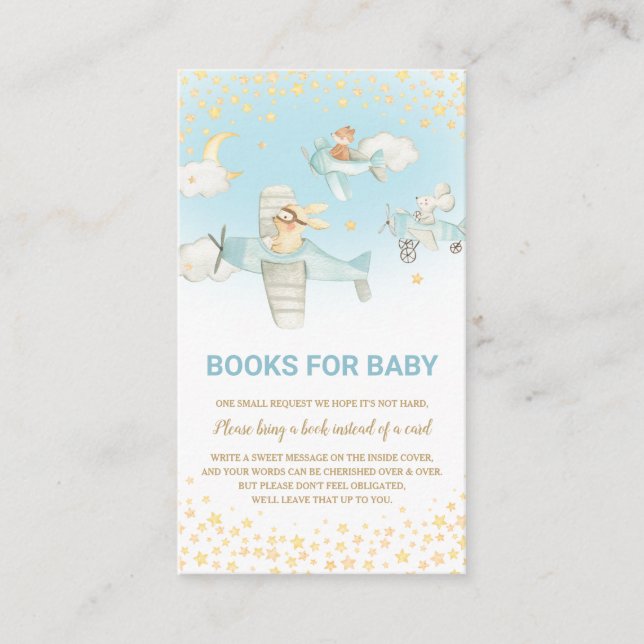 Aeroplane Airplanes Cute Animals Boy Bring a Book Enclosure Card (Front)
