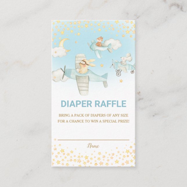 Aeroplane Airplanes Cute Animals Boy Diaper Raffle Enclosure Card (Front)