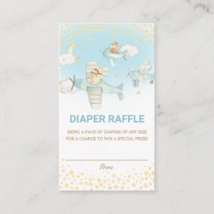 Aeroplane Airplanes Cute Animals Boy Diaper Raffle Enclosure Card