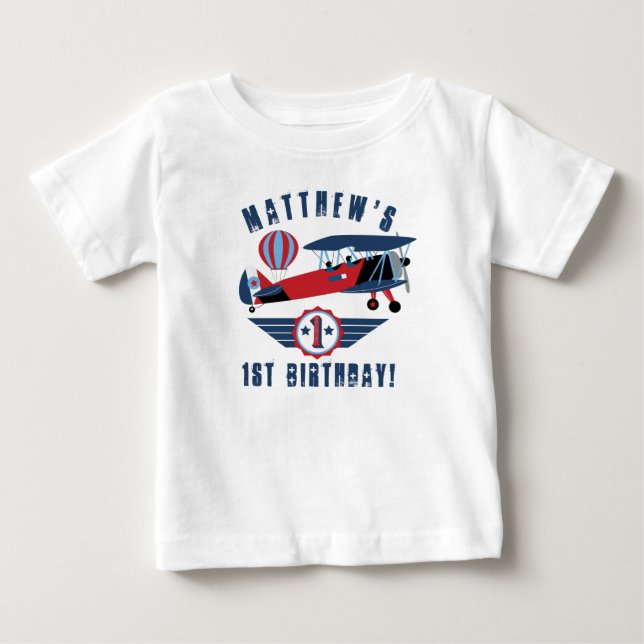 Aeroplane, Baby Boy Shirts, First Birthday Baby T-Shirt (Front)