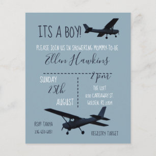Aeroplane Baby Shower Budget Invitation Flyer