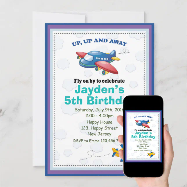 Aeroplane Birthday Invitation | Zazzle