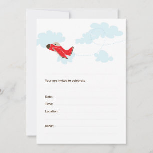 AEROPLANE BIRTHDAY INVITATIONS - RED