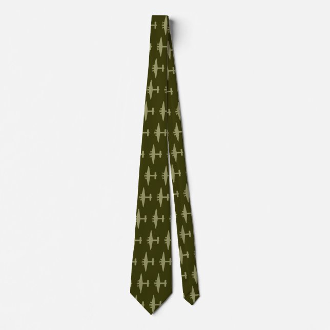 Aeroplane Khaki on Murky Green Neck Tie (Front)