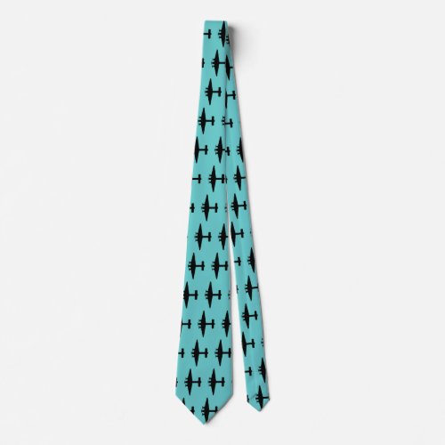 Aeroplane on Blue Neck Tie