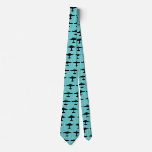 Aeroplane on Blue Neck Tie