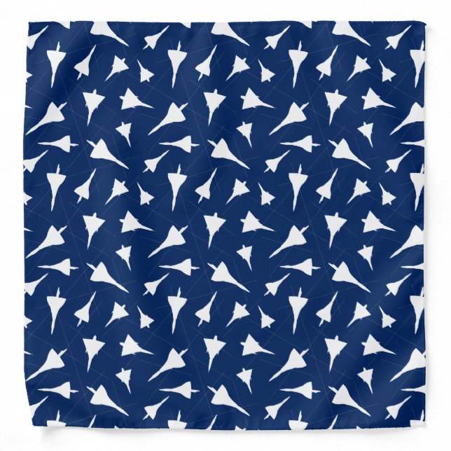 Aeroplane Pattern Blue White Bandana (Front)