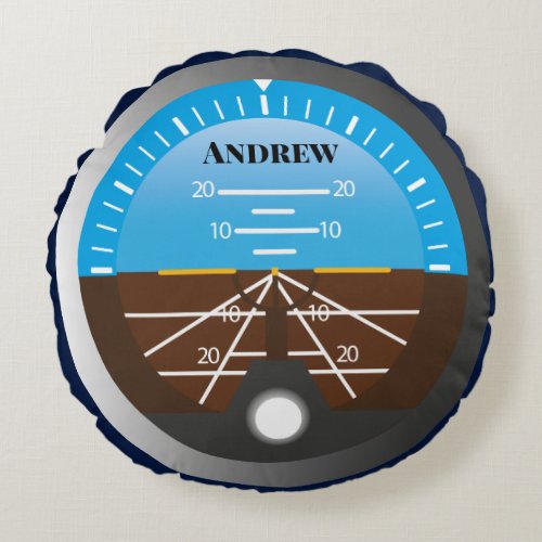 Aeroplane Pilot Cockpit Attitude Indicator Round Pillow