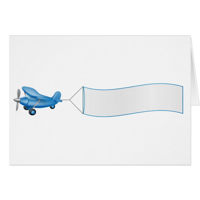 Aeroplane pulling banner greeting card