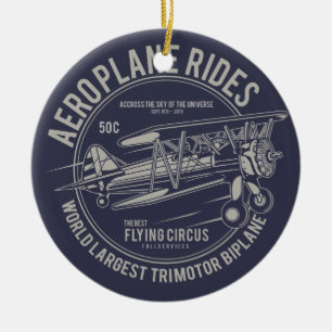 Aeroplane rides flying circus Airplane Gifts Ceramic Ornament