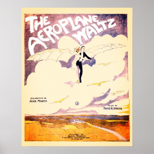 Aeroplane Waltz Vintage Sheet Music Cover Poster