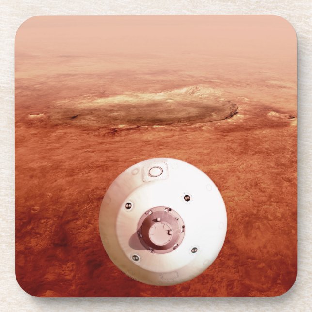 Aeroshell With Perseverance Rover Descent To Mars Beverage Coaster (Front)