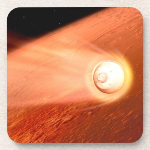 Aeroshell With Perseverance Rover Descent To Mars Beverage Coaster