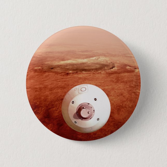 Aeroshell With Perseverance Rover Descent To Mars Button (Front)