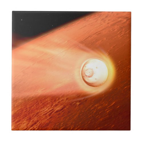 Aeroshell With Perseverance Rover Descent To Mars Ceramic Tile