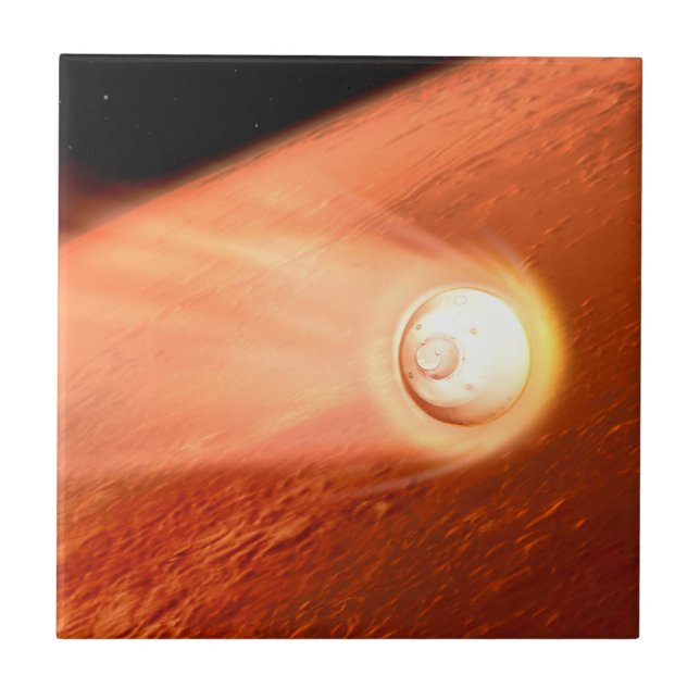 Aeroshell With Perseverance Rover Descent To Mars Ceramic Tile (Front)