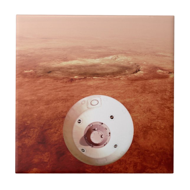 Aeroshell With Perseverance Rover Descent To Mars Ceramic Tile (Front)