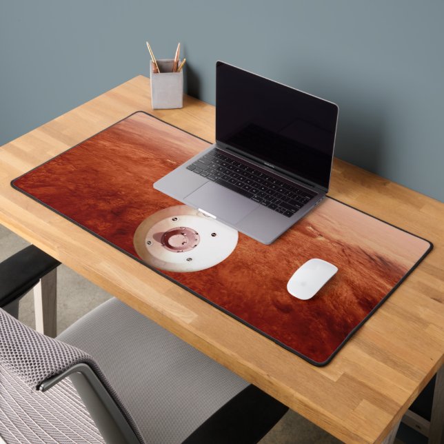 Aeroshell With Perseverance Rover Descent To Mars Desk Mat (Office 2)