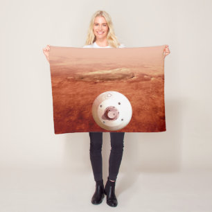 Aeroshell With Perseverance Rover Descent To Mars Fleece Blanket