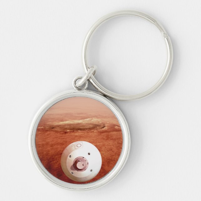 Aeroshell With Perseverance Rover Descent To Mars Keychain (Front)