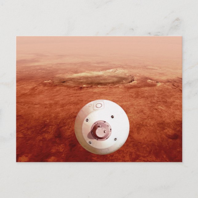 Aeroshell With Perseverance Rover Descent To Mars Postcard (Front)