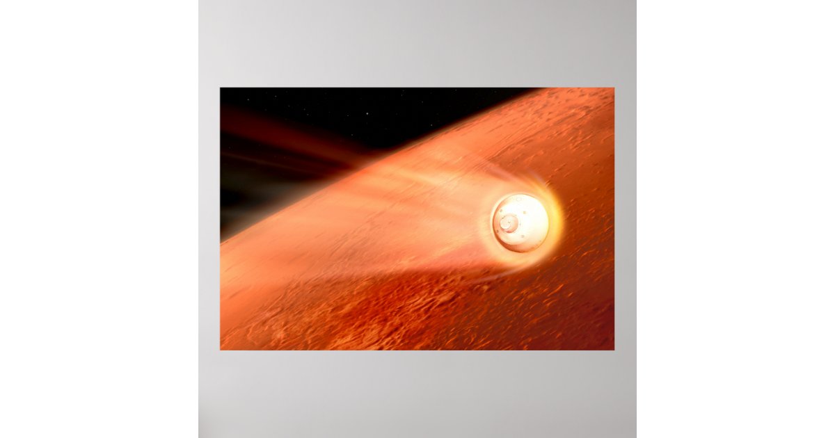 Aeroshell With Perseverance Rover Descent To Mars Poster | Zazzle