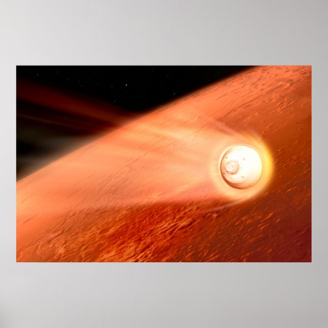 Aeroshell With Perseverance Rover Descent To Mars Poster (Front)