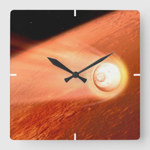 Aeroshell With Perseverance Rover Descent To Mars Square Wall Clock