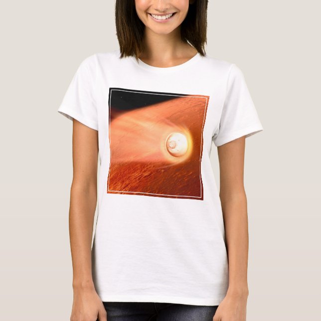 Aeroshell With Perseverance Rover Descent To Mars T-Shirt (Front)