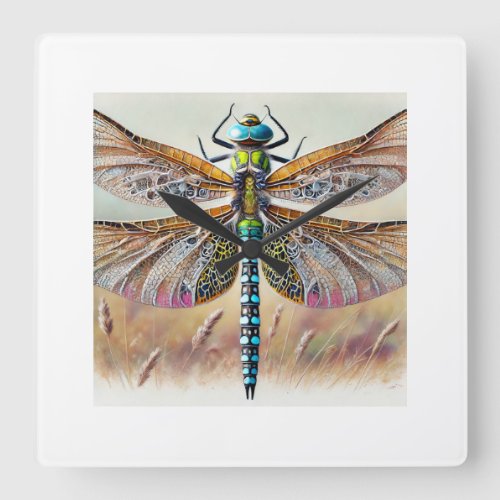Aeshna Dragonfly 140624IREF122 _ Watercolor Square Wall Clock