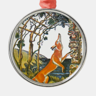 Aesop's fables, the fox and the grapes metal ornament