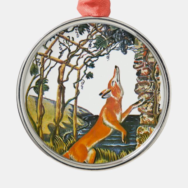 Aesop's fables, the fox and the grapes metal ornament (Front)