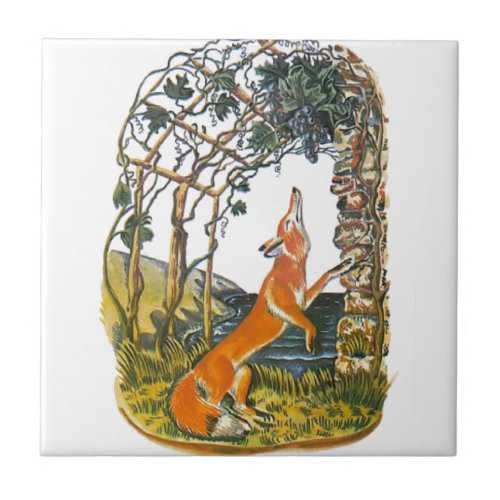 Aesops fables the fox and the grapes tile