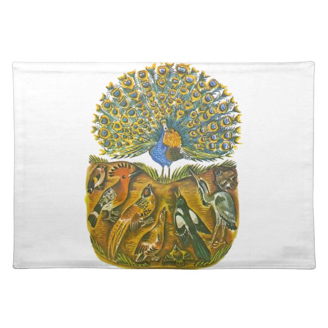 Aesop's fables, the peacock and the birds cloth placemat (Front)