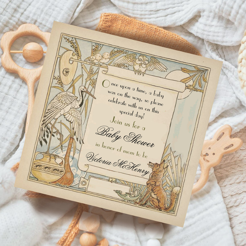 Aesop&#39;s Storybook Baby Shower Invitations