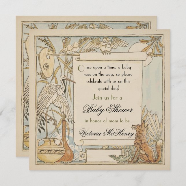 Aesop's Storybook Baby Shower Invitations (Front/Back)