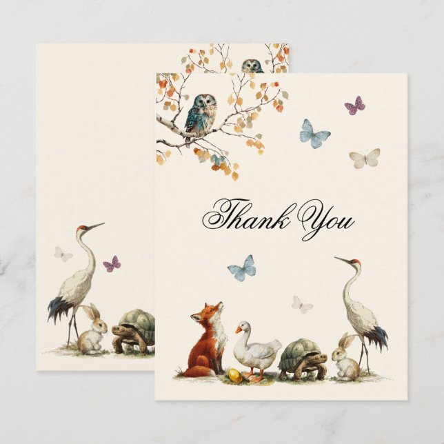 Aesop's Storybook Characters Baby Shower Note Card (Front/Back)