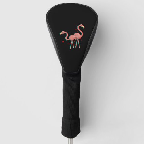 Aesthethic Vaporwave Flamingo Glitch 1990s Retro Golf Head Cover