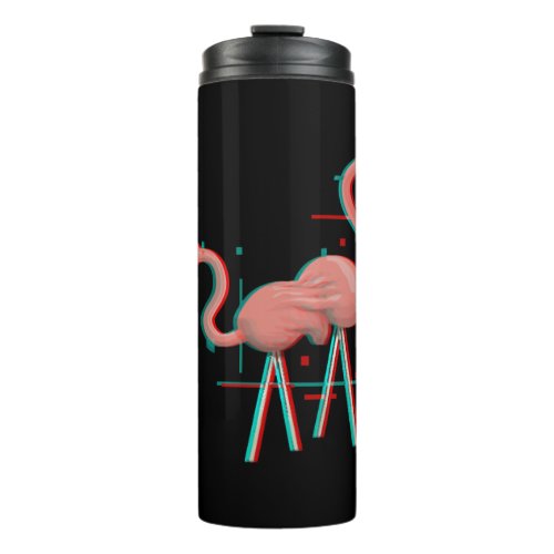 Aesthethic Vaporwave Flamingo Glitch 1990s Retro Thermal Tumbler