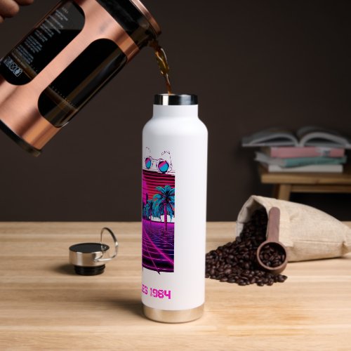 Aesthetic 1980s Vaporwave Sublimation Design Water Bottle