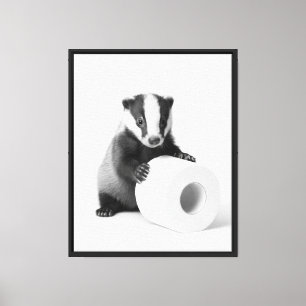 Aesthetic Adorable Baby Badger Holds Toilet Paper Canvas Print