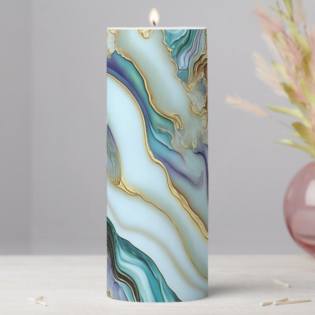 Aesthetic Agate inspired Geode Marble  Pattern  Pillar Candle (In Situ)