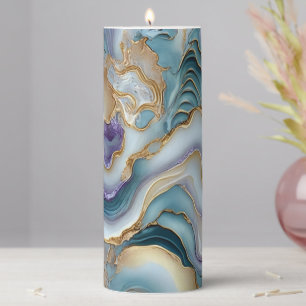 Aesthetic Agate inspired Geode Marble Pattern Pillar Candle