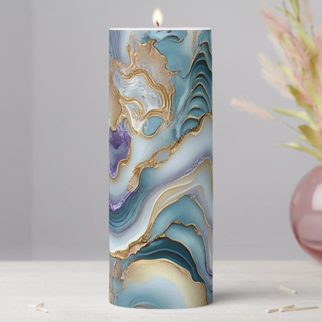 Aesthetic Agate inspired Geode Marble  Pattern  Pillar Candle (In Situ)