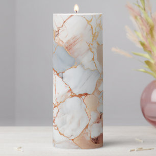 Aesthetic Agate inspired Rose Gold Geode Marble  Pillar Candle
