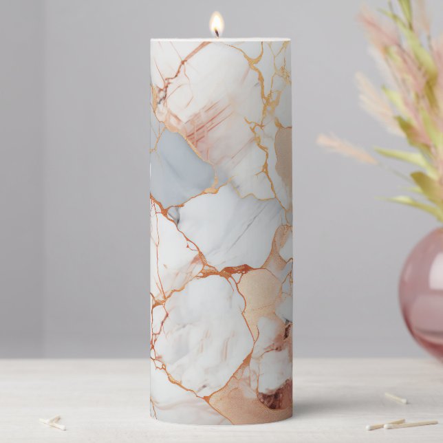 Aesthetic Agate inspired Rose Gold Geode Marble  Pillar Candle (In Situ)