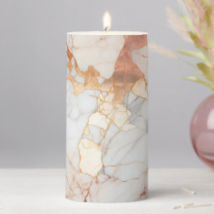 Aesthetic Agate inspired Rose Gold Geode Marble Pillar Candle