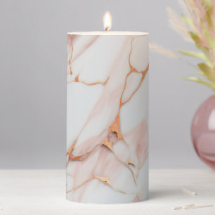 Aesthetic Agate inspired Rose Gold Geode Marble Pillar Candle