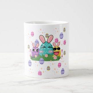 Aesthetic and cute easter egg pattern giant coffee mug