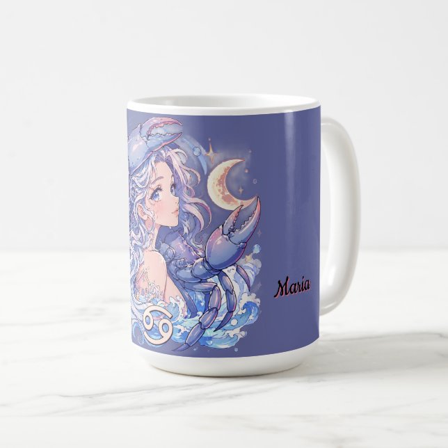 Aesthetic Anime Cancer Zodiac Coffee Mug (Front Right)